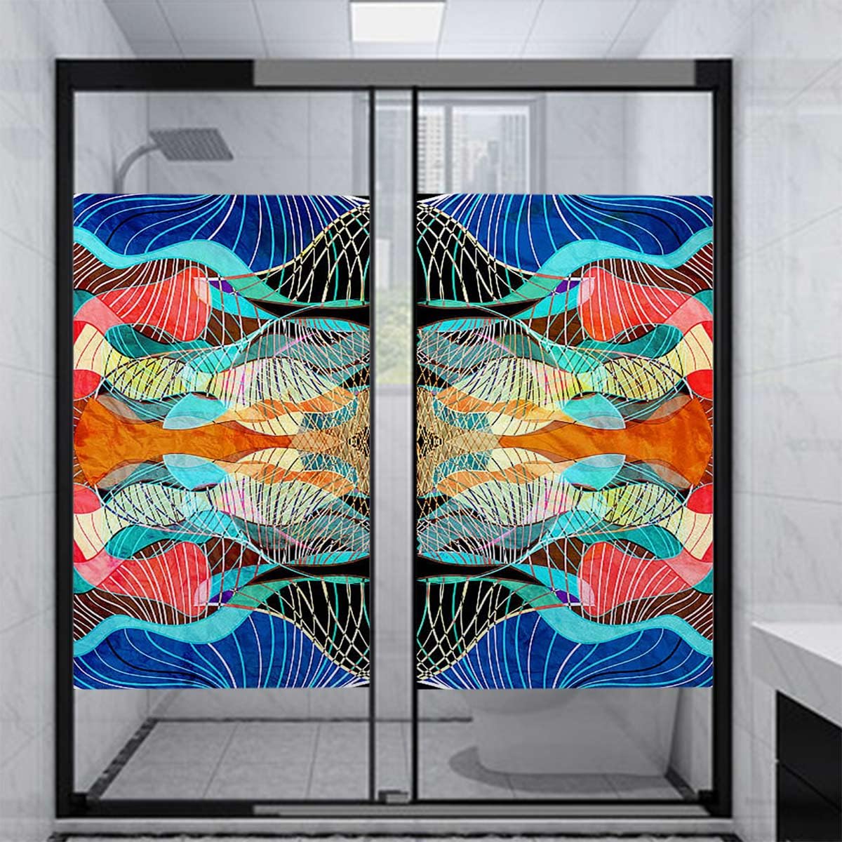 Amazon｜多色 窓ガラスフィルム レトロな水彩イラスト 窓飾り